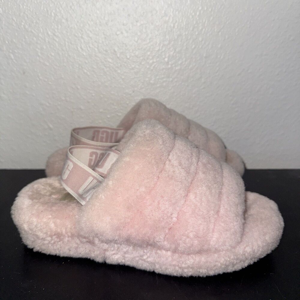 Ugg Womens Fluff Yeah Ivory Winter Insulated Slide Sandals Size 6